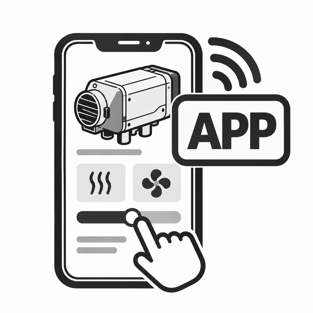 Phone app controlling a parking heater